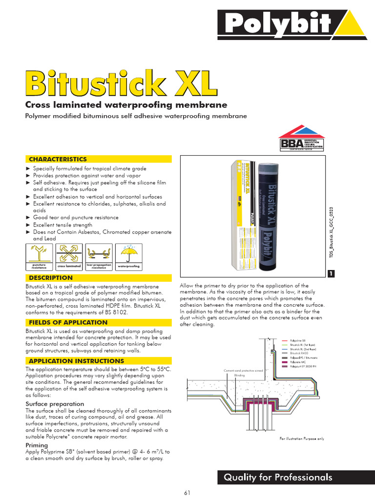 Bitustick Xl (1) | PDF | Concrete | Adhesive