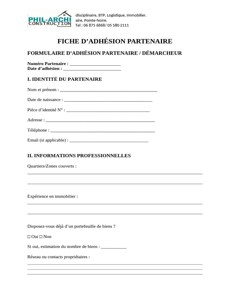 Fiche d'Adhesion | PDF