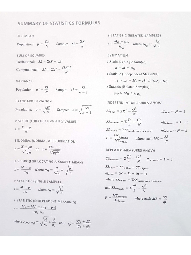 Formula Sheet - This Will Be Provided During Tests | PDF