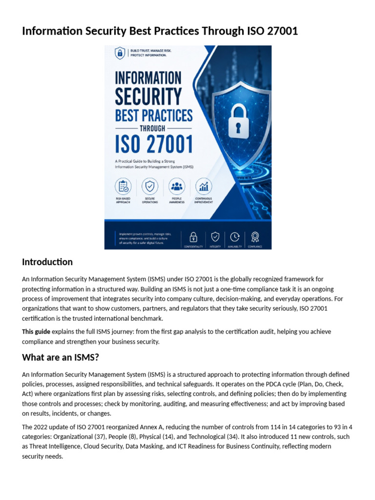 Information Security Best Practices Through ISO 27001 | PDF ...
