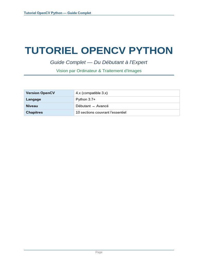 Tutoriel OpenCV Python | PDF | Vision par ordinateur | Python (Langage ...