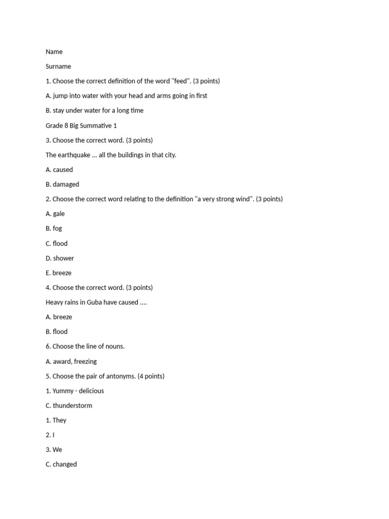 Grade Viii Bsq | PDF