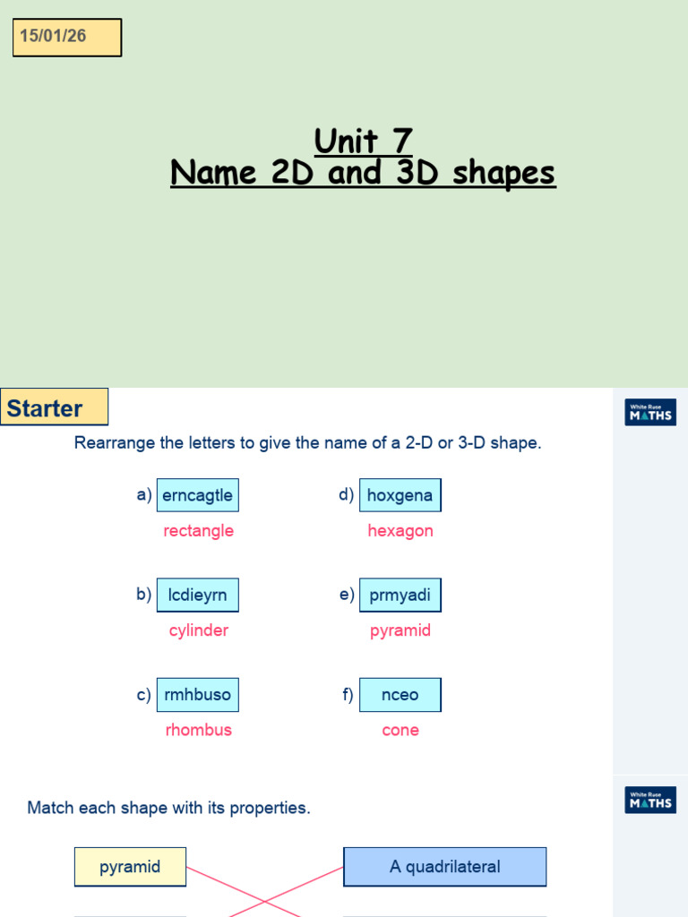 L 1 - Name 2-D and 3-D Shapes | PDF | Shape | Length