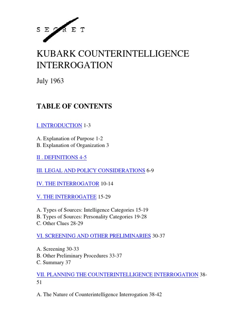 Kubark Counterintelligence Interrogation Guide Pdf Interrogation 