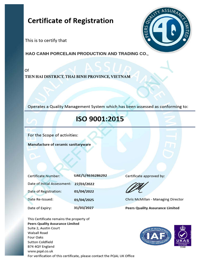 Iso 9001 2015 Certificate | PDF