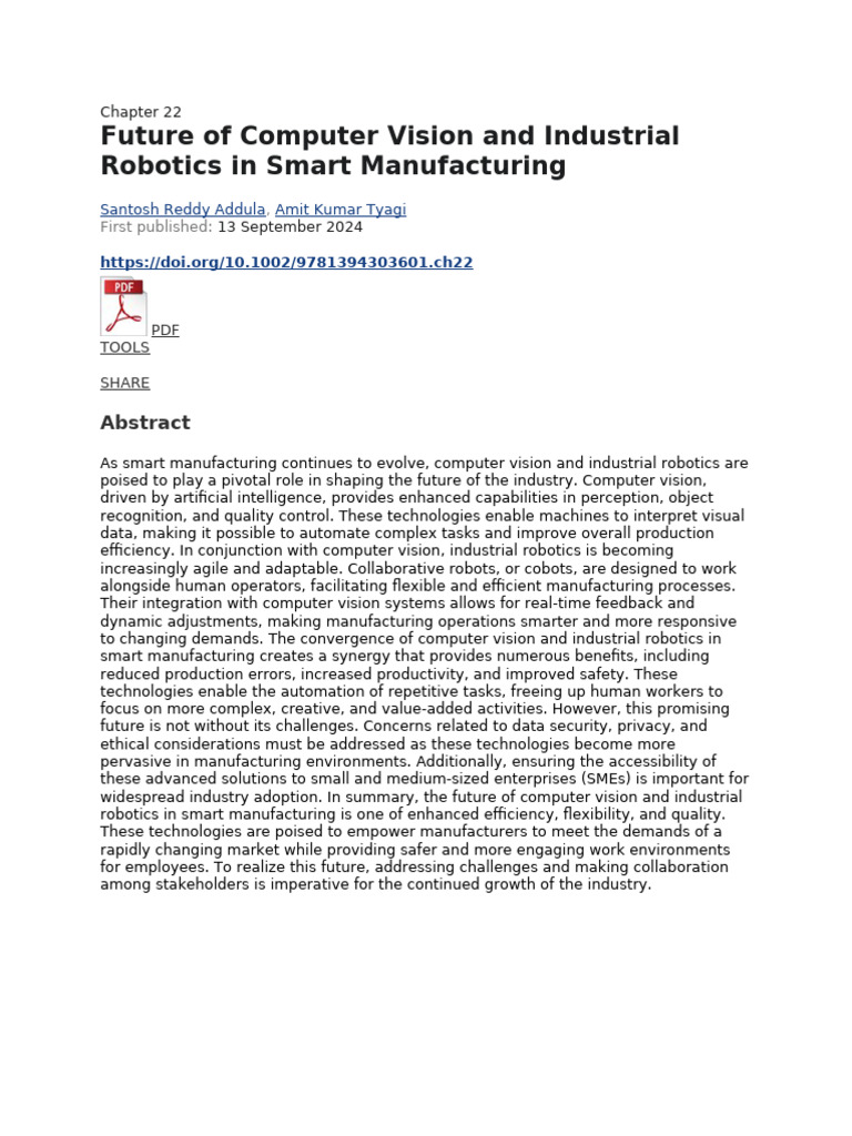 Future of Computer Vision and Industrial Robotics in Smart ...