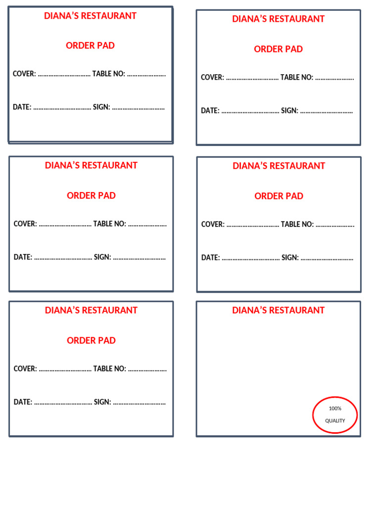 ORDER PAD | PDF