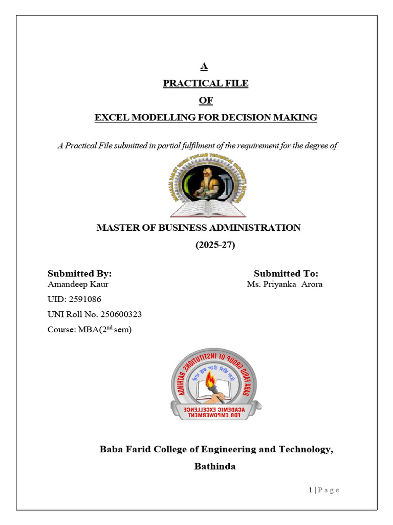 Aman Kaur_practical | PDF | Microsoft Excel | Computing
