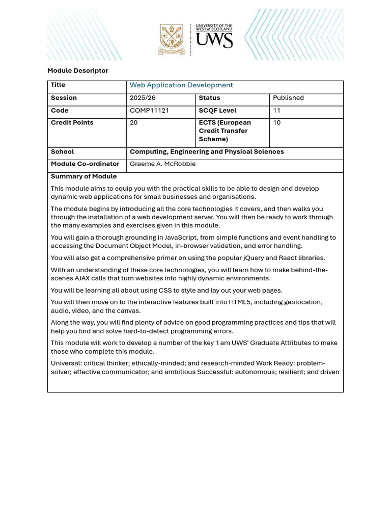 COMP11121 Web Application Development | PDF | World Wide Web | Internet ...