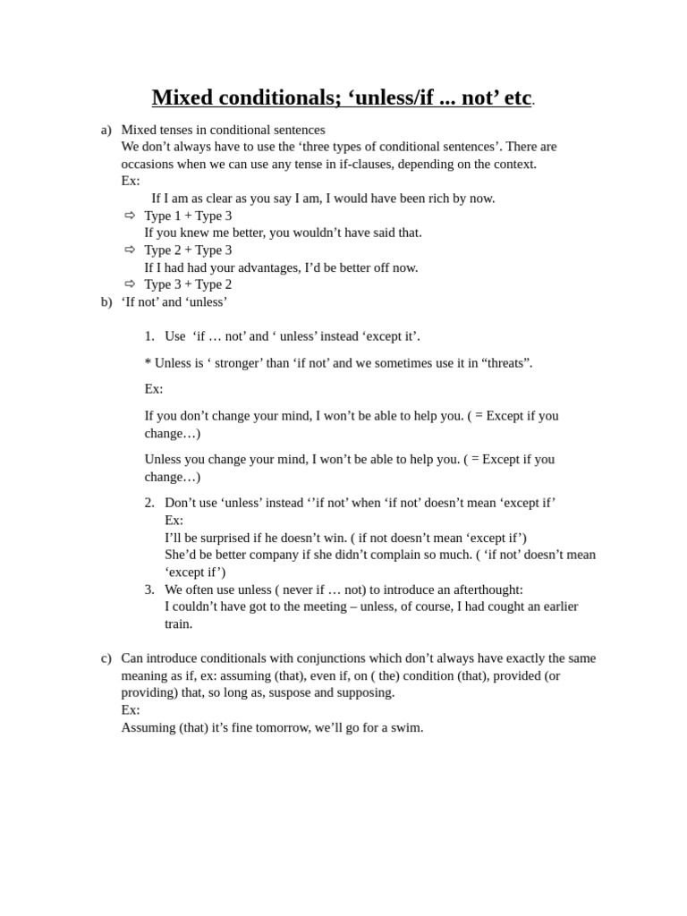 Mixed Conditionals | PDF