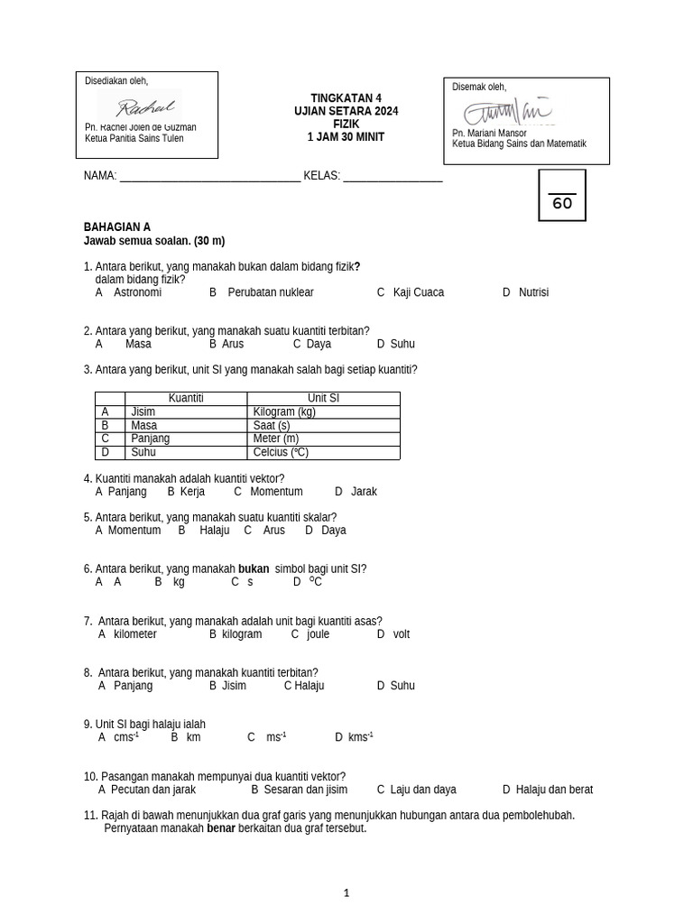 Ujian Setara Fizik 1 | PDF