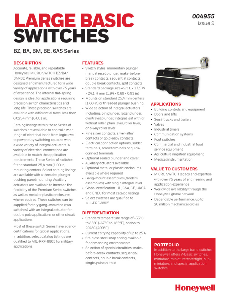 Micro Switch | PDF | Switch | Electrical Connector