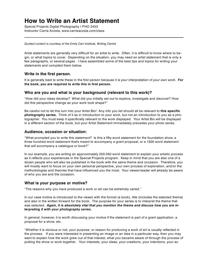 How To Write An Artist Statement  PDF  Framing (Social Sciences