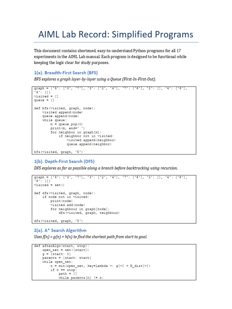 AIML Simplified Lab Record | PDF | Statistical Classification ...