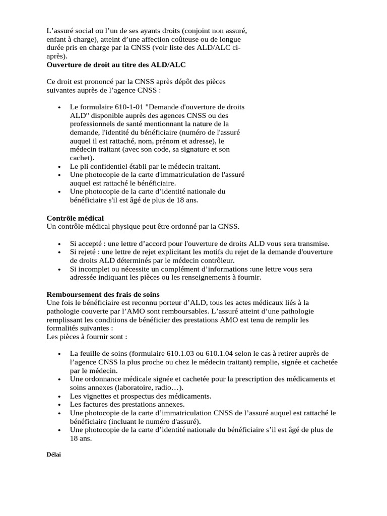 Modalite Ald Cnss | PDF | Virement bancaire | Maladies et troubles