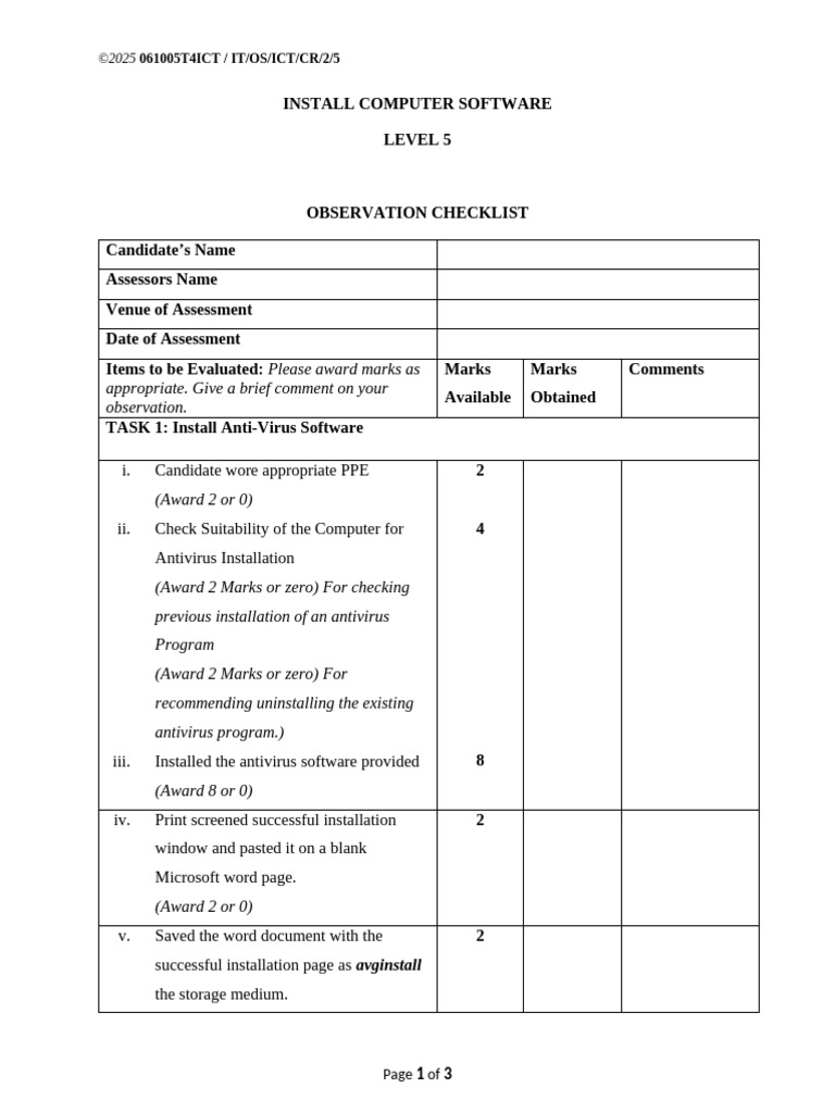 P2 Observation Install Computer Software Level 5 (1)[1] | PDF ...