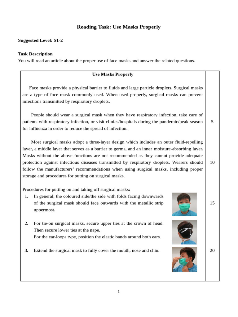 Learning Task_Use Masks Properly | PDF | Human Diseases And Disorders ...