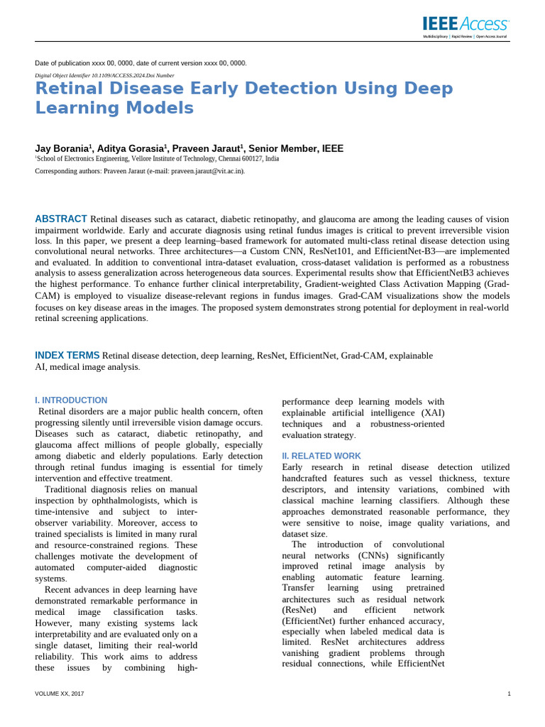 IEEE Access Retinal Disease Detection | PDF | Retina | Deep Learning