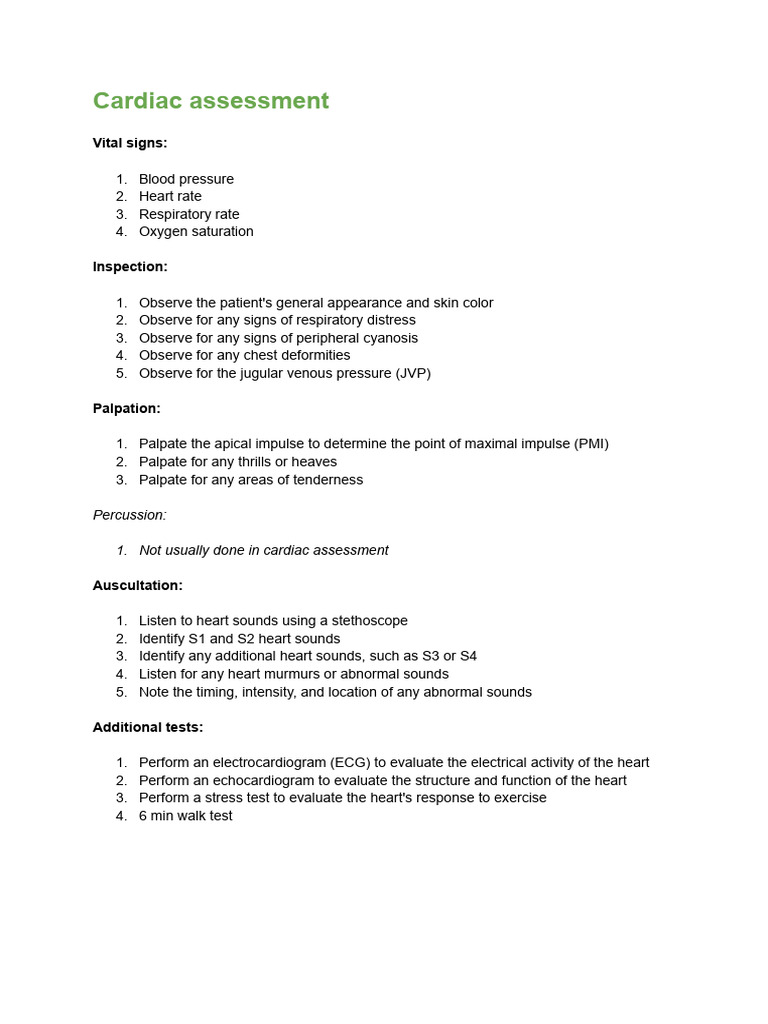 Cardiac Assessment | PDF