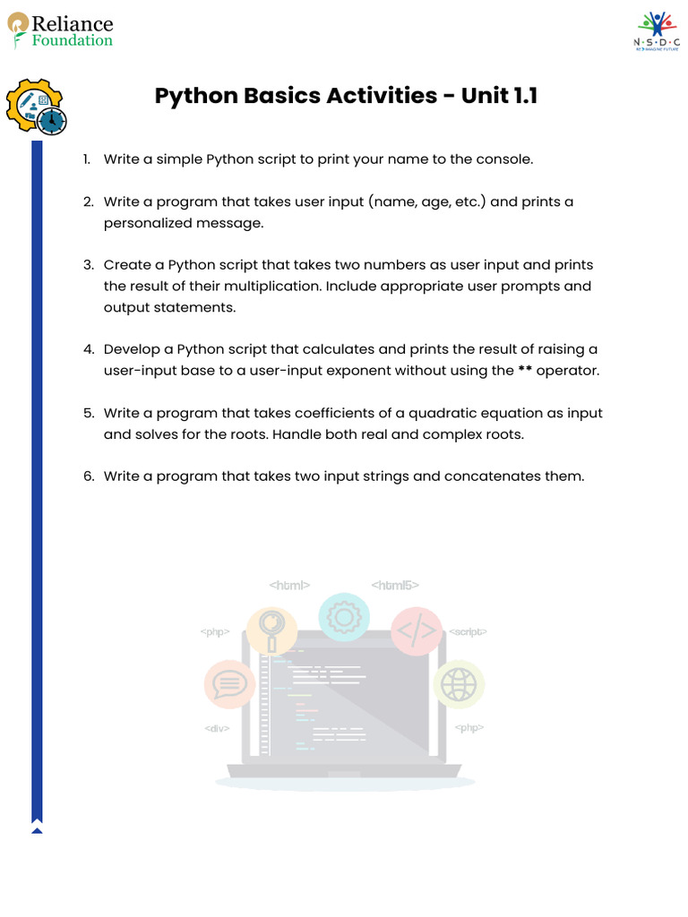 Python Basics Activities Unit 1.1 | PDF