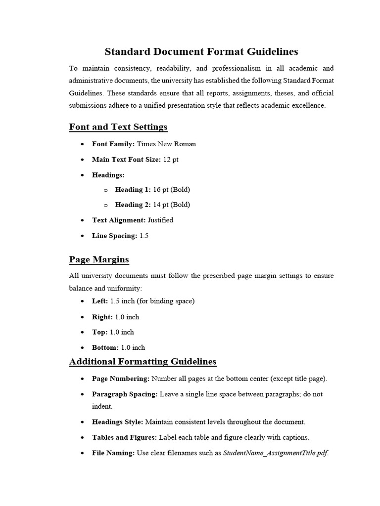 7. University Standard Format Guidelines | PDF