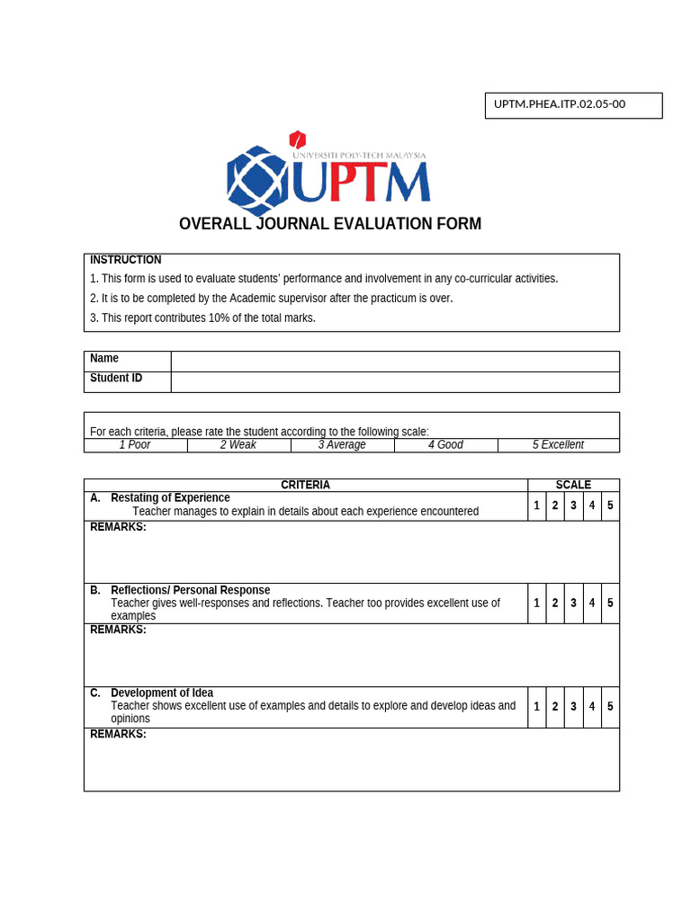 Journal Evaluation Form | PDF