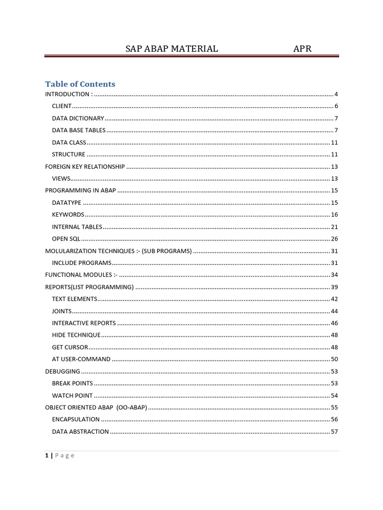Sap Abap 1 | PDF | Parameter (Computer Programming) | Databases