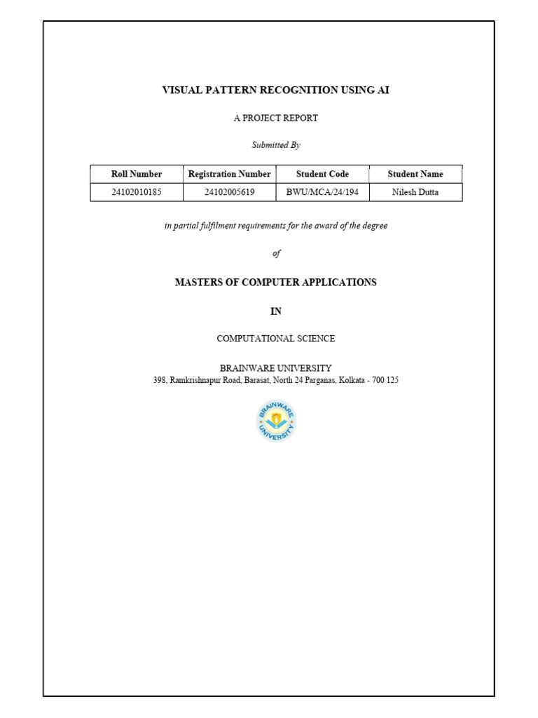 BWU MCA 24 194 Nilesh Dutta Visual Pattern Recognition Using AI | PDF ...