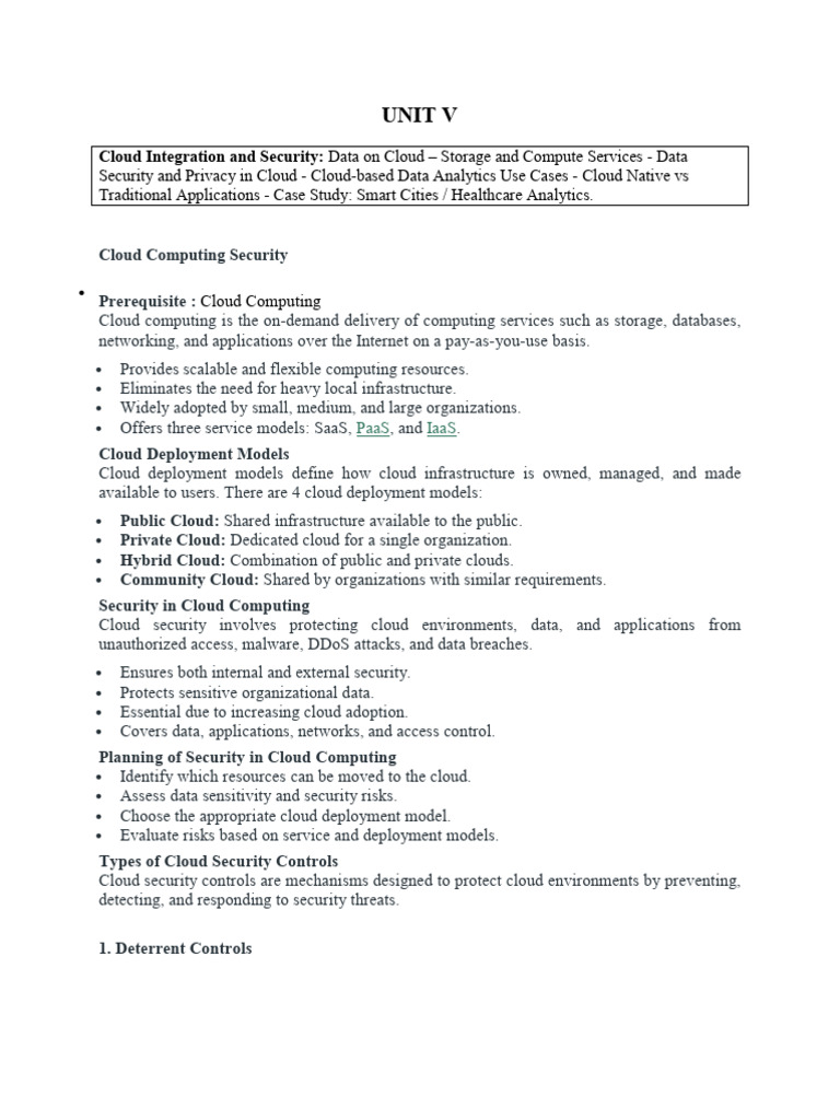 Unit v Notes | PDF | Cloud Computing | Software As A Service