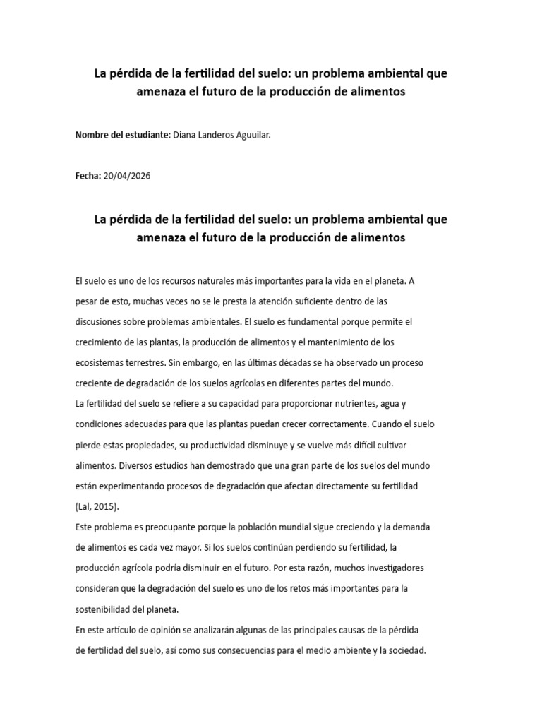 La Pérdida de La Fertilidad Del Suelo | PDF | Suelo | Fertilidad del suelo
