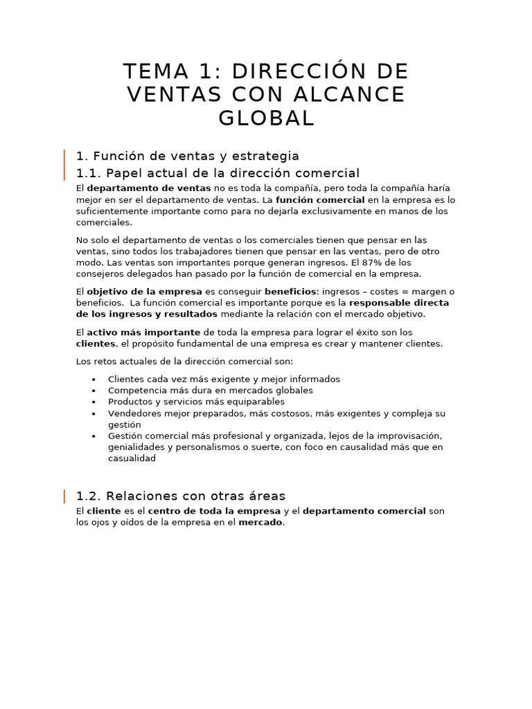 Tema 1 Función de Las Ventas y Estrategias | PDF | Marketing | Comercio ...