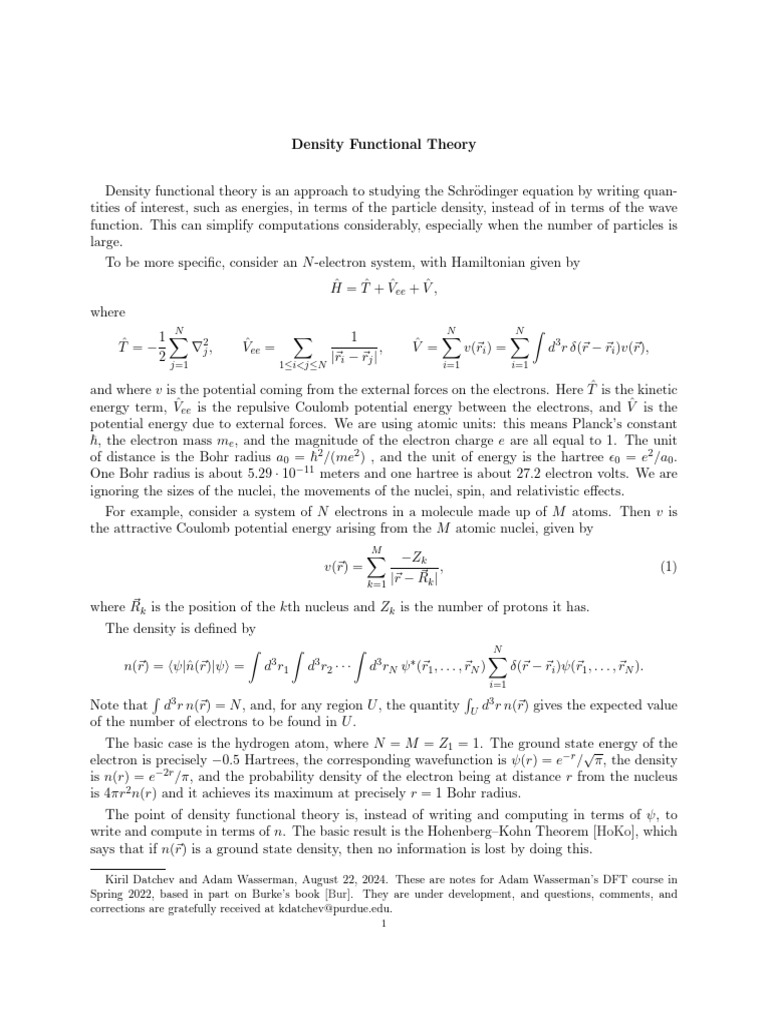Dftintro | PDF | Density Functional Theory | Physics