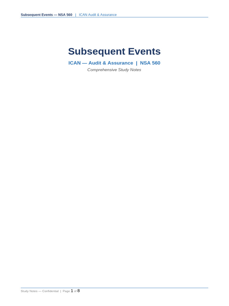 NSA560_Subsequent_Events_ICAN | PDF | Auditor's Report | Audit