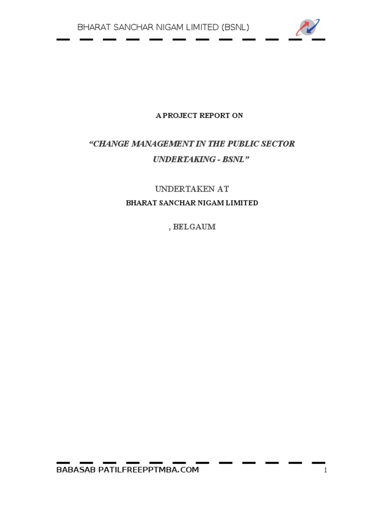 A Project Report On Change Management in The Public Sector at BSNL ...