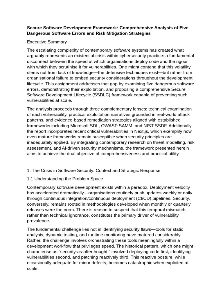Secure Software Development Framework | PDF | Computer Security | Security