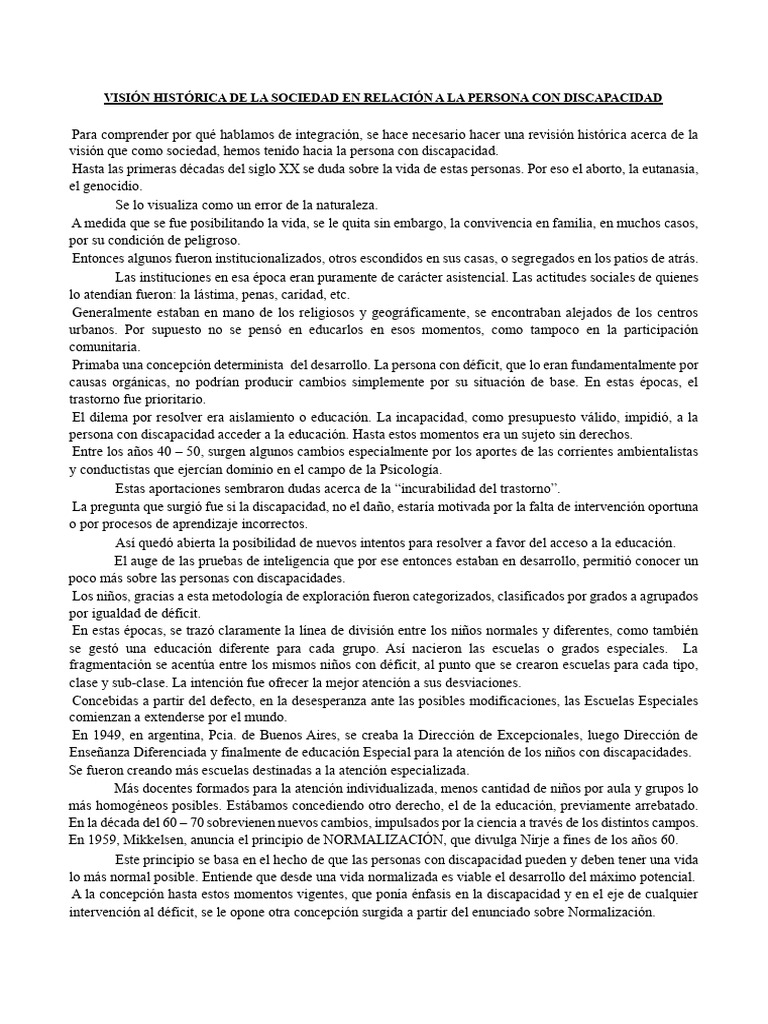 Historia de La Mirad Hacia La Discapacidad | PDF | Invalidez
