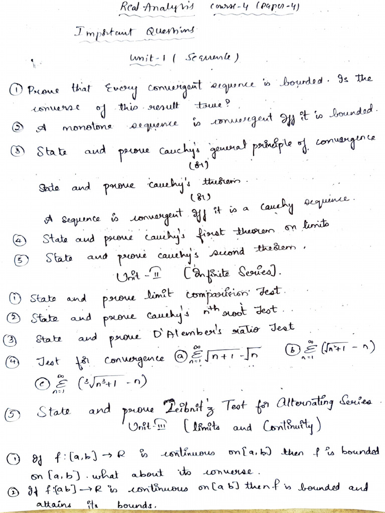 Real analysis 25 important questions | PDF