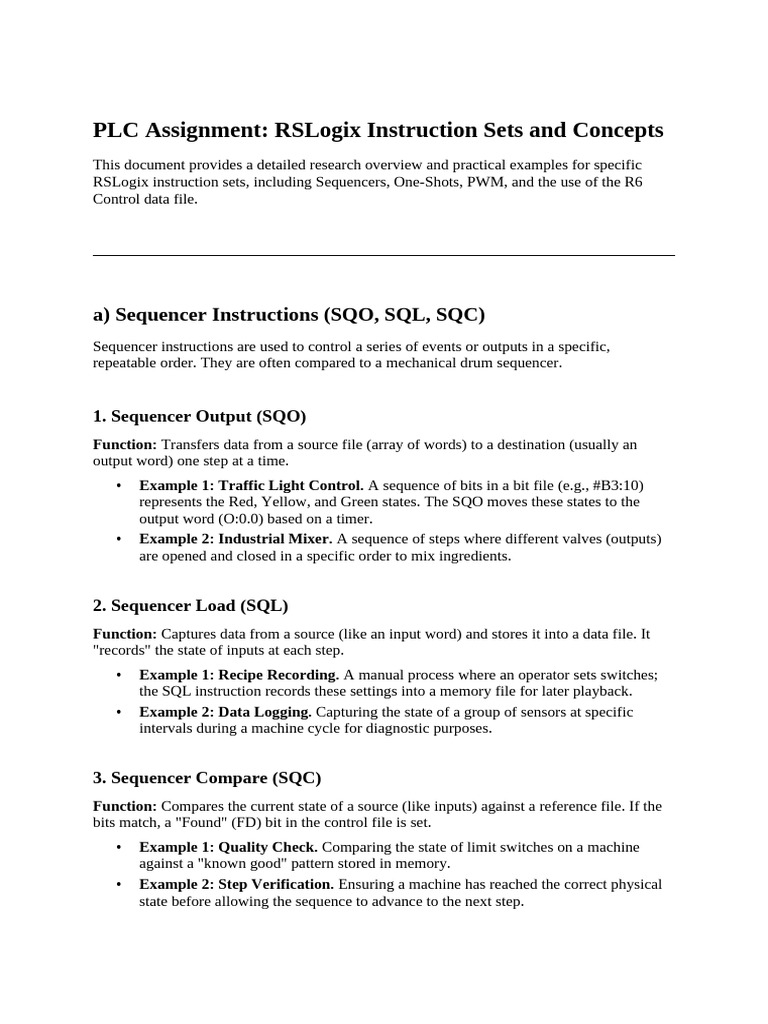 PLC Assignment RSLogix Instruction Sets and Concepts | PDF ...