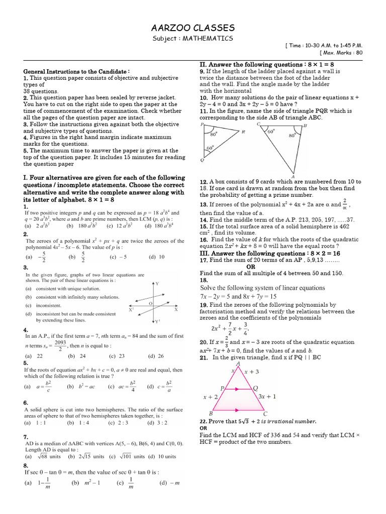 M1 Paper 2026 | PDF | Quadratic Equation | Zero Of A Function