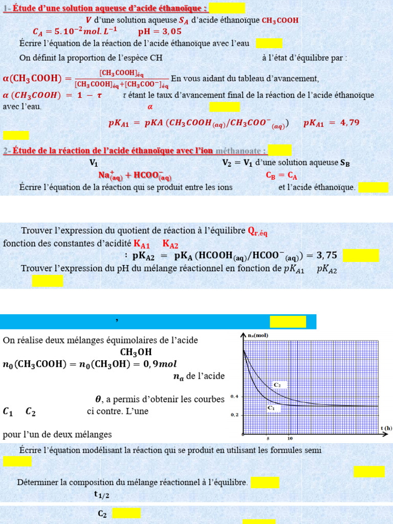 Chimie Exercice Avec Solution | PDF | Équilibre chimique | Catalyse