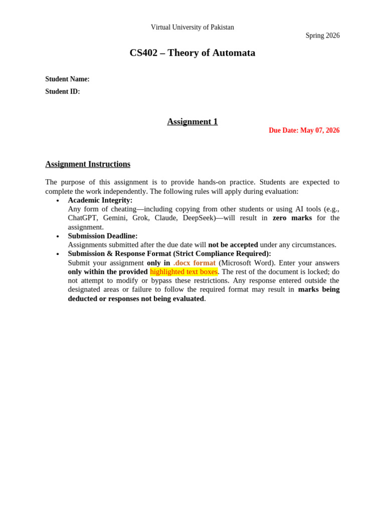 CS402 Assignment 1 - Spring 2026.docx-2 | PDF | Computing