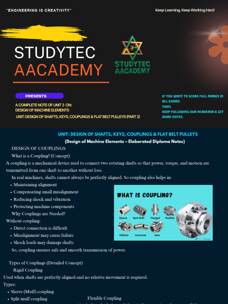 Unit 3 Part 2 Machine Design Note StudyTec Aacademy 81091092 2026 04-03 ...
