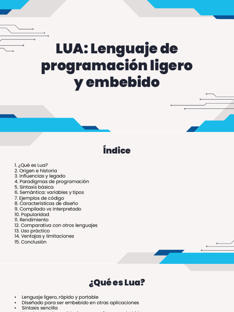 Presentación Lua | PDF | Lenguaje de programación | Programacion Funcional