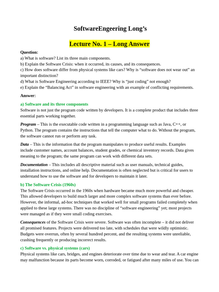 SoftwareEngeering Long’s | PDF | Use Case | Software Development