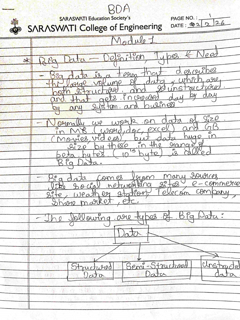 Module 1 BDA QB Answer | PDF