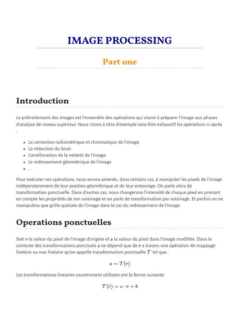 CV Image Processing p1 | PDF | Traitement numérique du signal | Imagerie