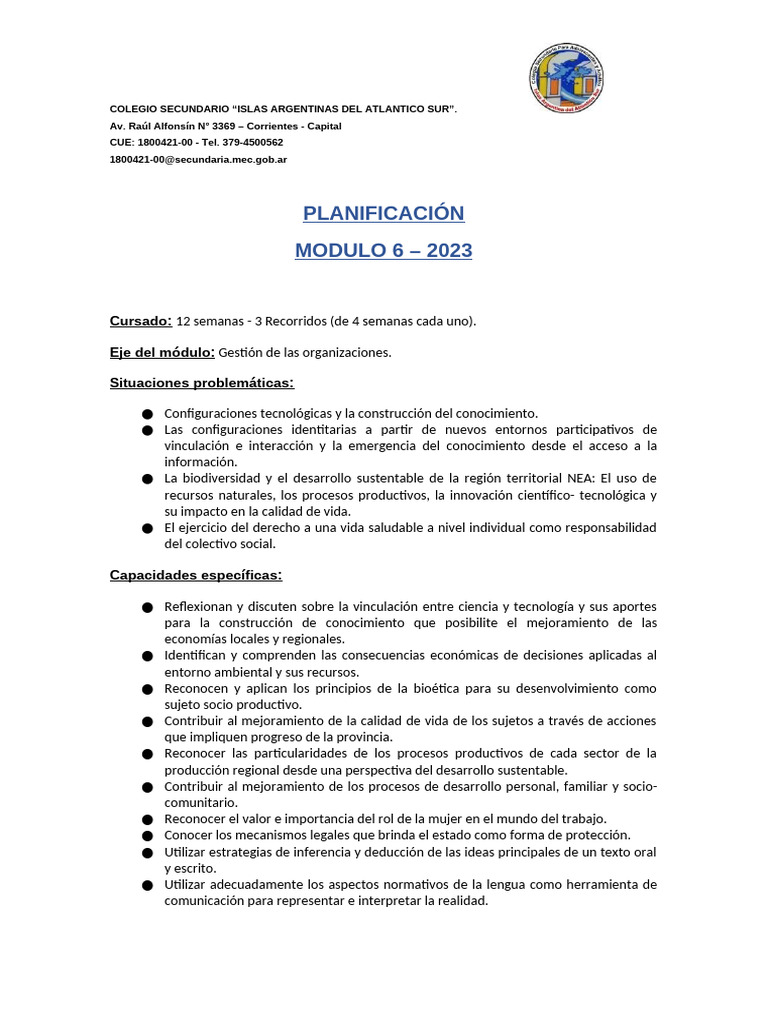 Planificación Módulo 6 - 2023 | PDF | Sustentabilidad | Contabilidad