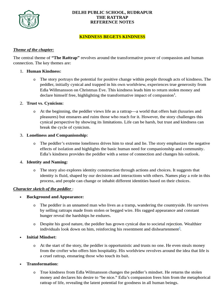 Chapter 4 the Rattrap Reference Notes | PDF