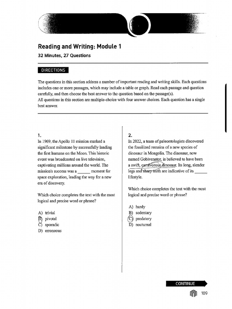 2024 - Digital SAT by GATE Student Copy Exams 2 and 3 | PDF