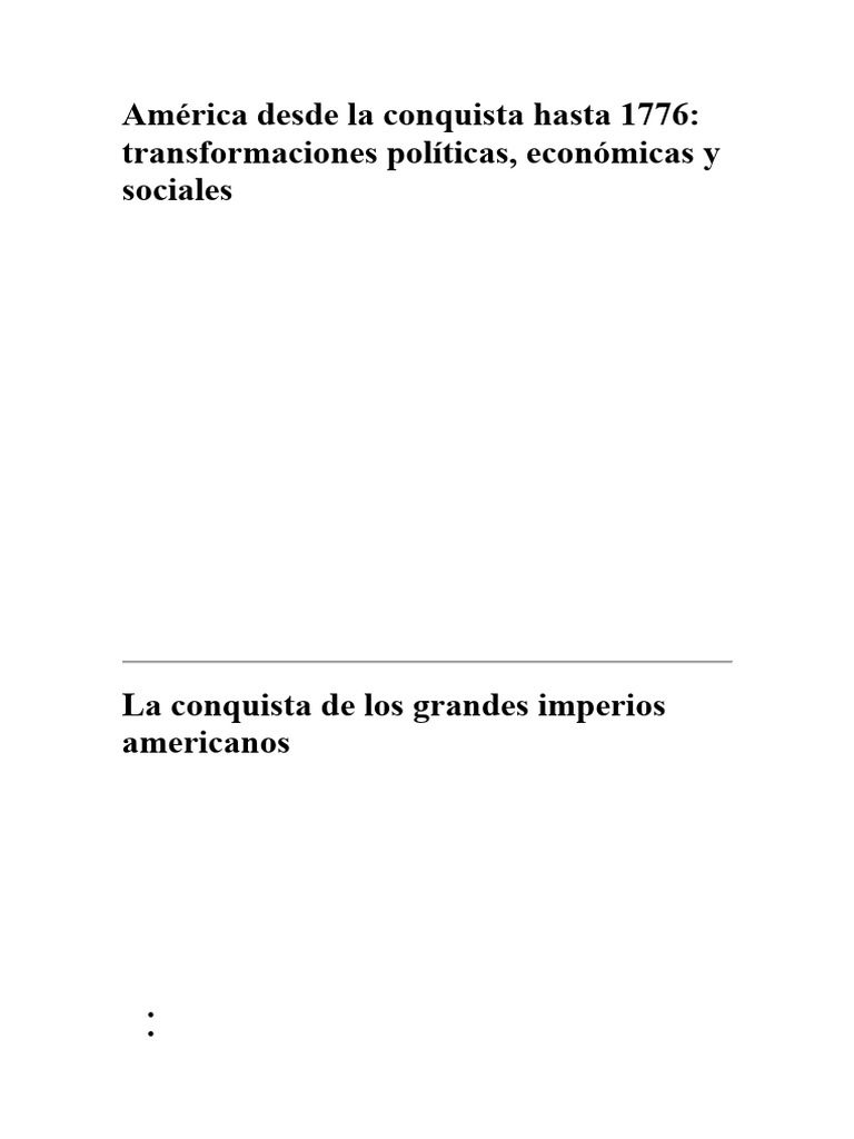 América desde la conquista hasta 1776 | PDF | Colonización europea de ...